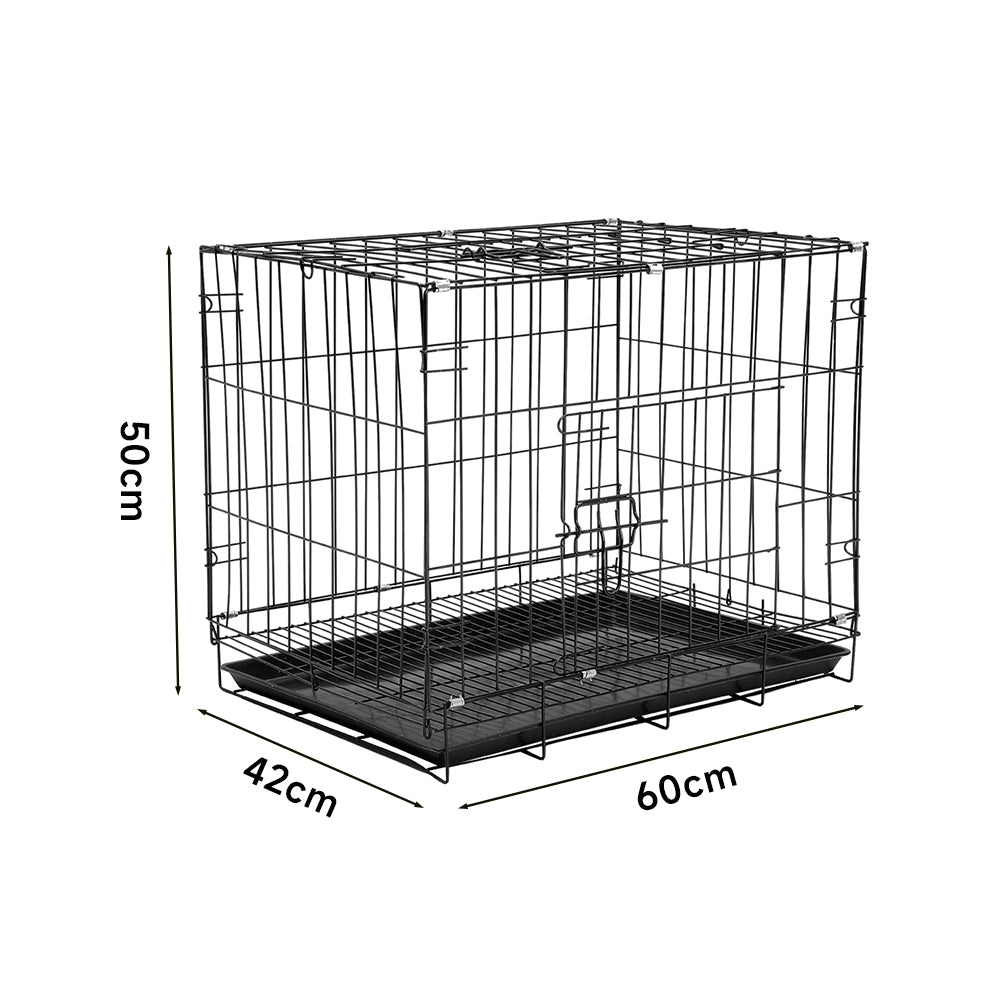 Foldable Wire Pet Crate with Dual Doors and Removable Tray – Secure & Easy-Clean Kennel for Small Pets