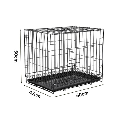 Foldable Wire Pet Crate with Dual Doors and Removable Tray – Secure & Easy-Clean Kennel for Small Pets