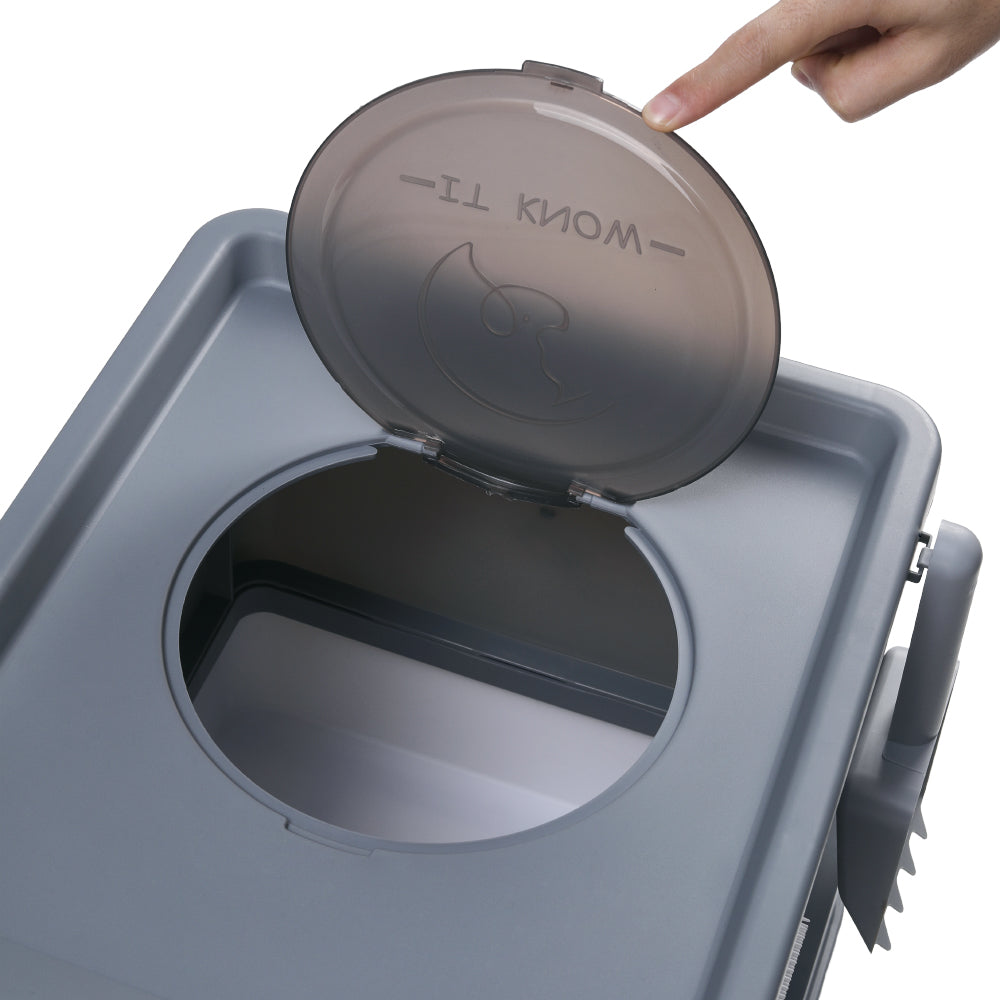 Large Enclosed Cat Litter Box with Drawer, Scoop & Grooming Board – Anti-Splashing, Odour Control, Front Entry & Top Exit