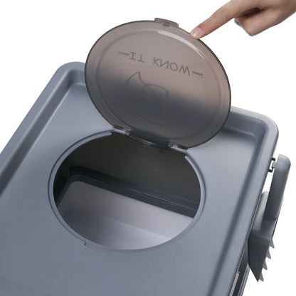 Large Enclosed Cat Litter Box with Drawer, Scoop & Grooming Board – Anti-Splashing, Odour Control, Front Entry & Top Exit