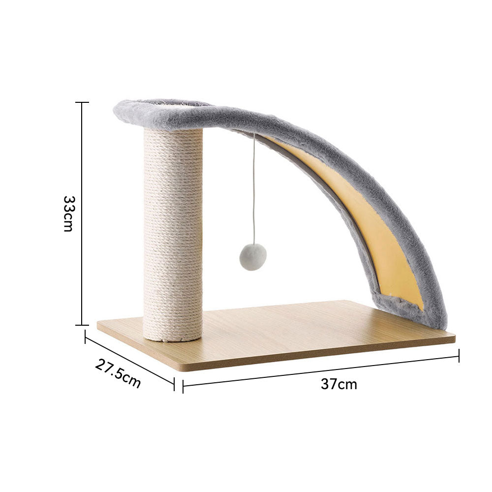 Slope-Design Sisal Cat Scratching Post with Hanging Ball and Back Scratcher