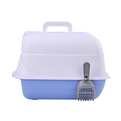 Detachable Cat Litter Box with Deodorising Compartment – Grey & White, Easy-to-Clean Design