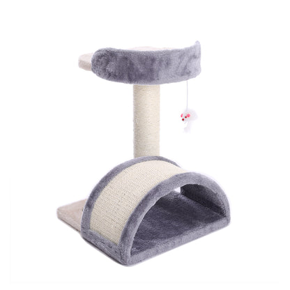 Multi-Level Cat Scratching Post – Sisal Arch with Plush Perch and Dangling Toys
