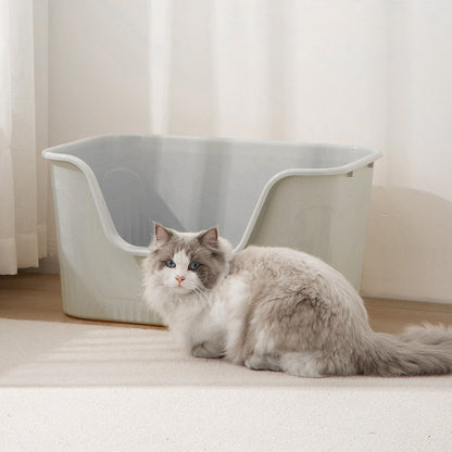 Open Top Cat Litter Box with Scoop – Easy Entry & Spill-Proof Design