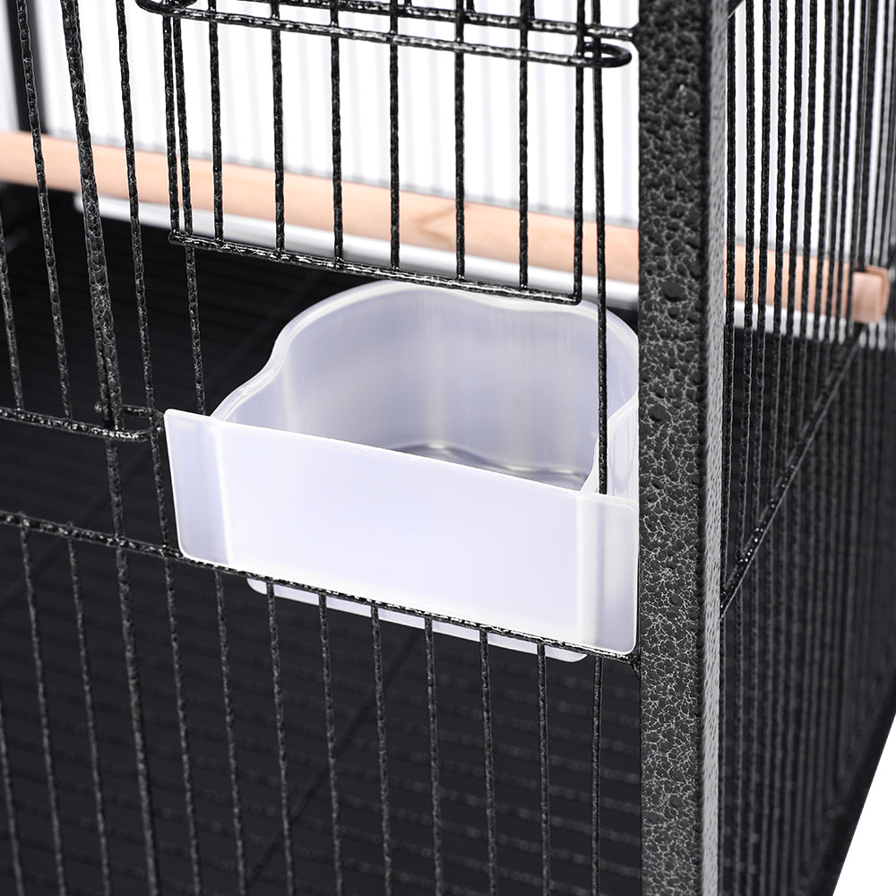 Spacious Open-Top Metal Bird Cage with Casters and Dual Feeding Doors