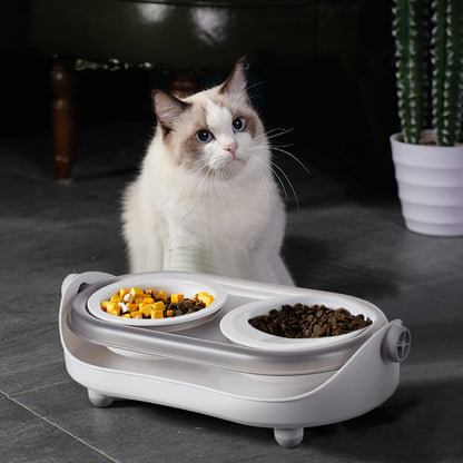 Tilt-Adjustable Ceramic Double Bowl Pet Feeder – Ergonomic Design for Cats and Dogs
