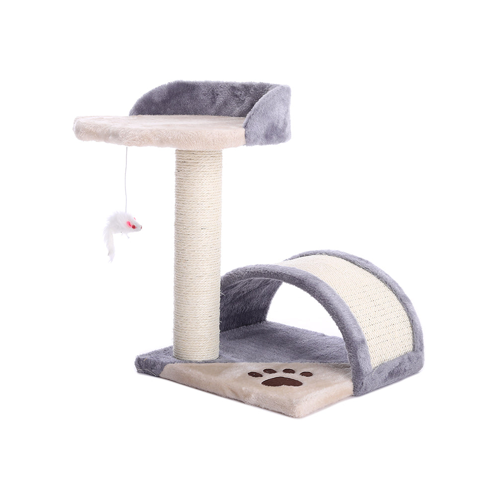 Multi-Level Cat Scratching Post – Sisal Arch with Plush Perch and Dangling Toys