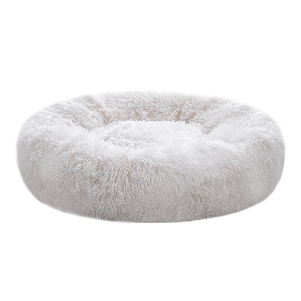 Plush Donut-Shaped Calming Dog Cuddler Bed with Raised Rim