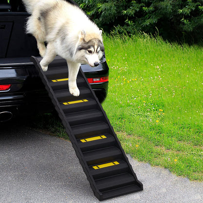 Folding Pet Ramp for Dogs – Lightweight Portable Stairs with Non-Slip Surface and Safety Rails