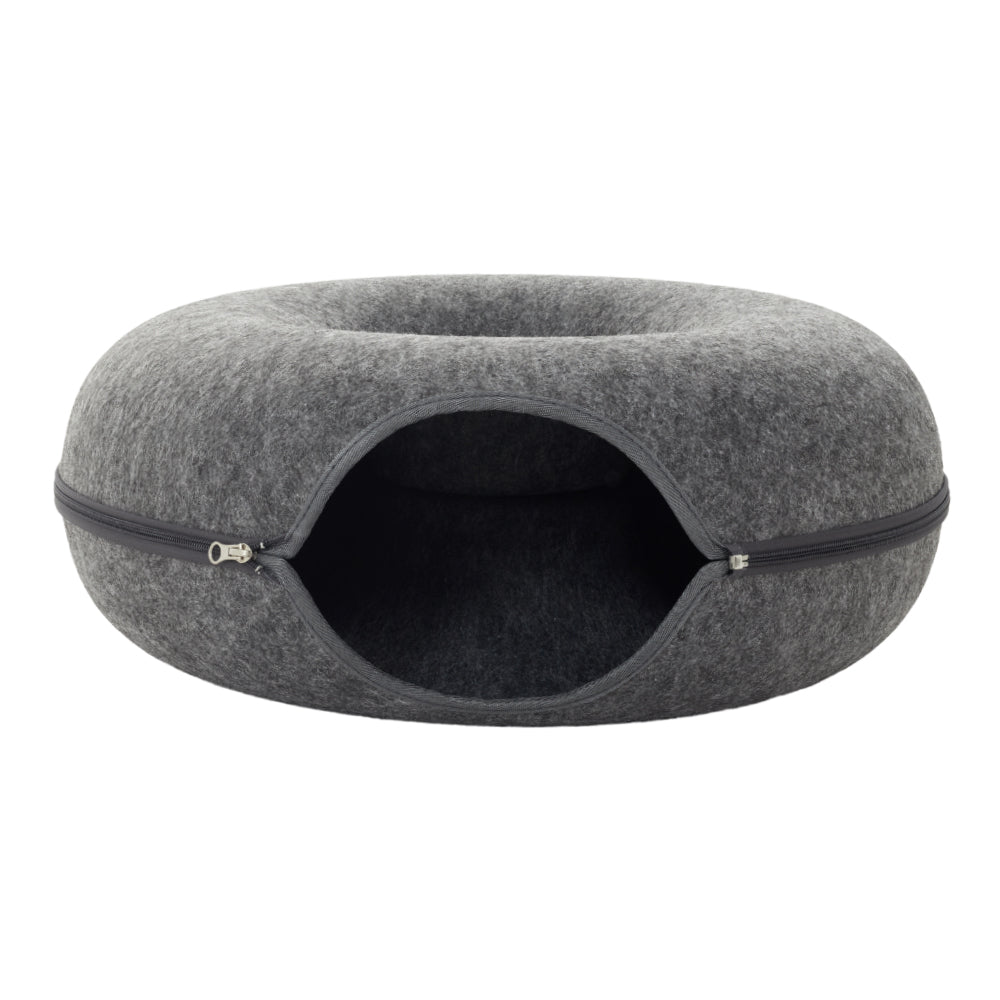 3-in-1 Felt Cat Tunnel Bed – Cozy Play Tunnel & Resting Space for Cats