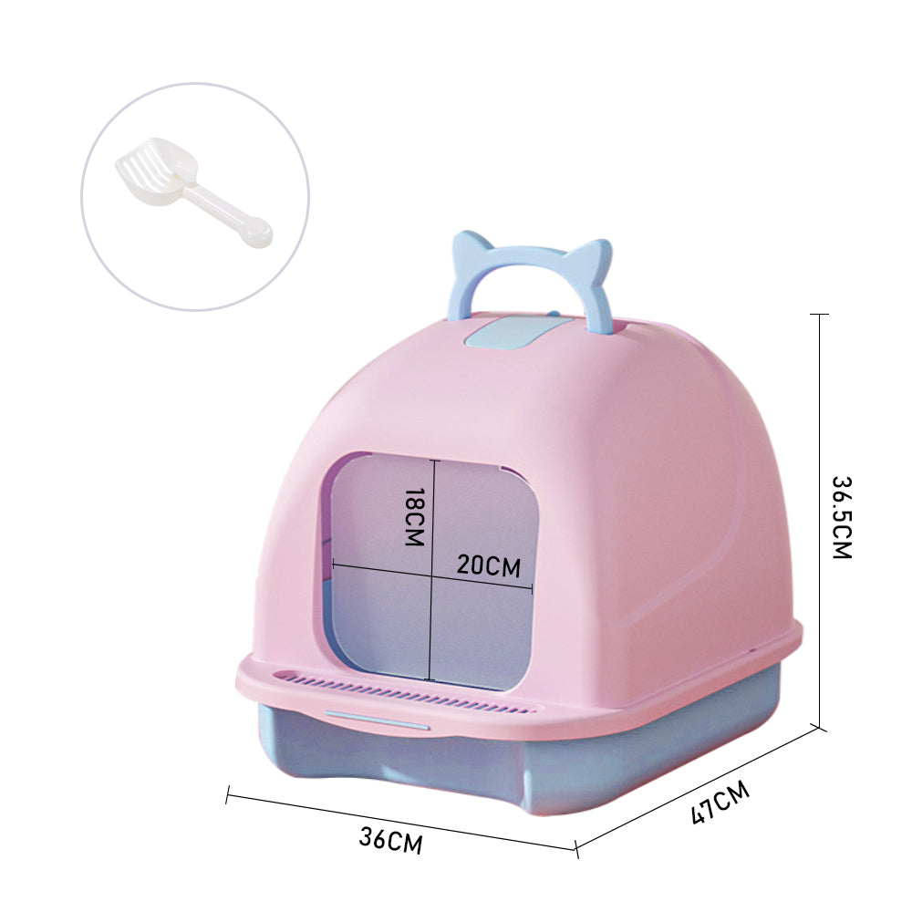 Durable Flip-Top Cat Litter Box with Odour Control & Scoop