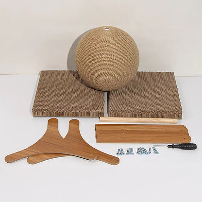 Cat Scratching Board with Interactive Sisal Ball – Durable Freestanding Cat Toy for Healthy Claws and Playtime Fun