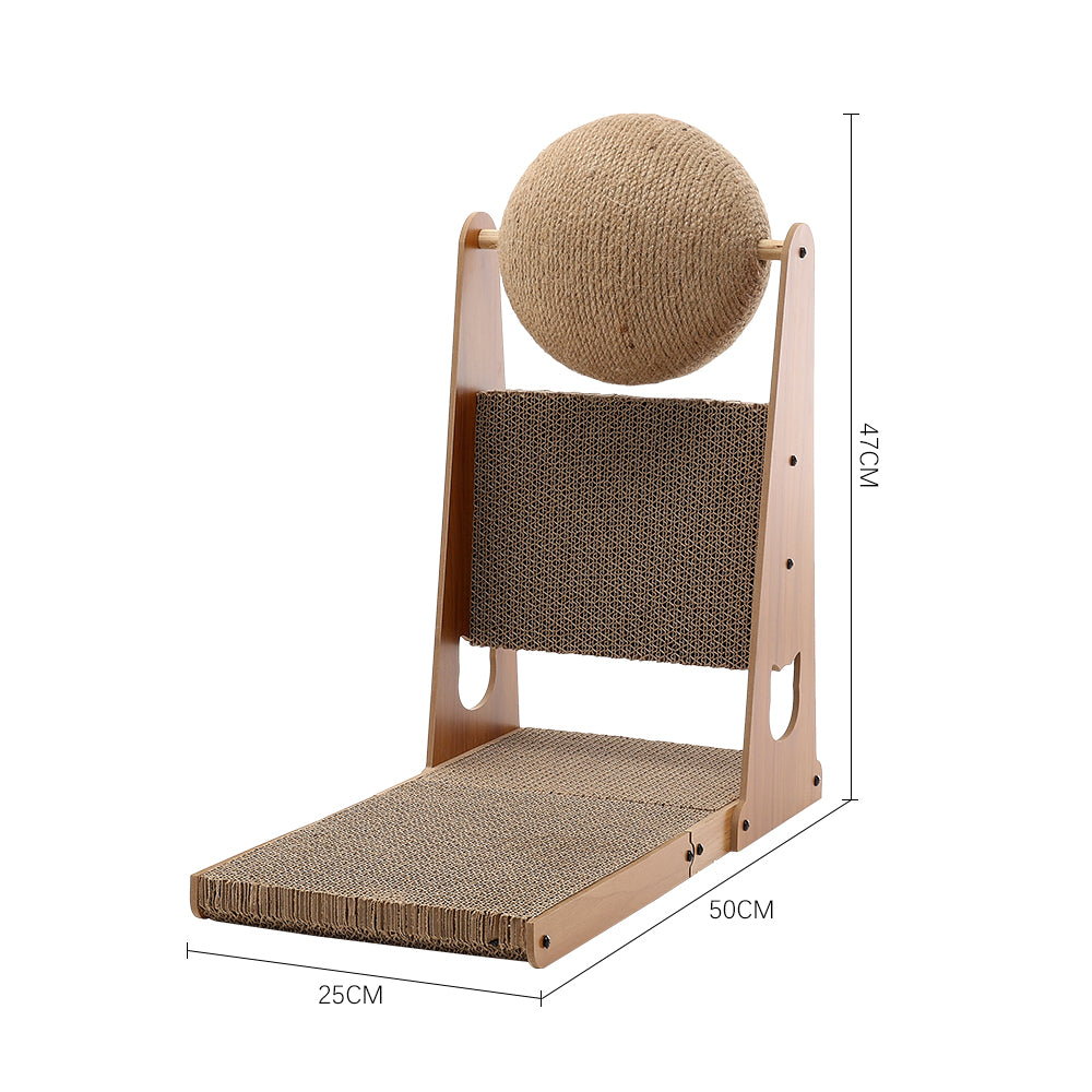 L-Shaped Cat Scratcher with Sisal Ball – Compact Design for Scratching, Climbing & Play