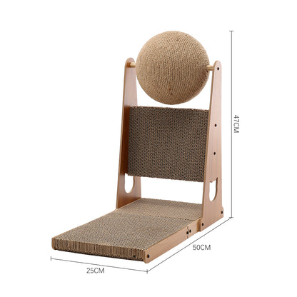 L-Shaped Cat Scratcher with Sisal Ball – Compact Design for Scratching, Climbing & Play