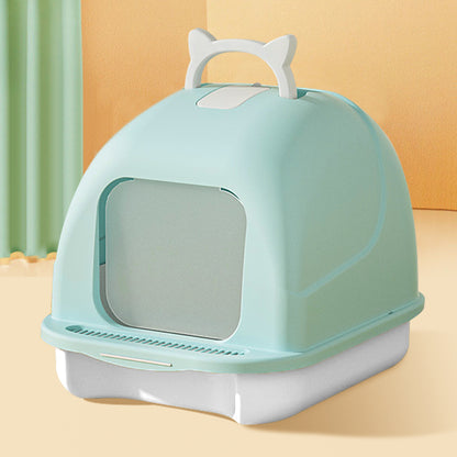 Durable Flip-Top Cat Litter Box with Odour Control & Scoop