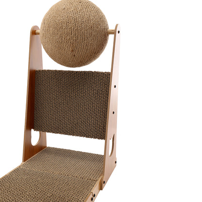 L-Shaped Cat Scratcher with Sisal Ball – Compact Design for Scratching, Climbing & Play