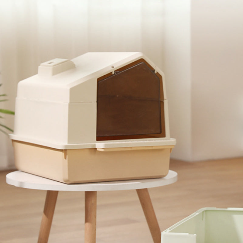 Foldable Large Cat Litter Box with Two-Way Door & Deodorizing Compartment – Multi-Cat Friendly, Easy-Clean Design