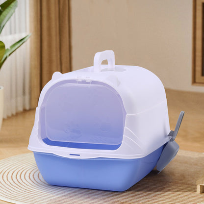 Detachable Cat Litter Box with Deodorising Compartment – Grey & White, Easy-to-Clean Design