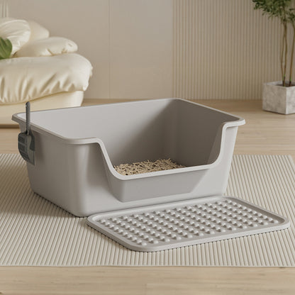 Large Anti-Splash Cat Litter Box with Mat and Scoop – Easy Access & Mess-Free Design