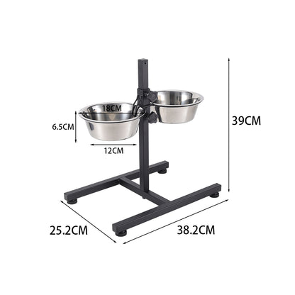 Adjustable Double-Bowl Pet Feeder – Elevated Stand for Cats & Dogs, Anti-Slip & Hygienic Design