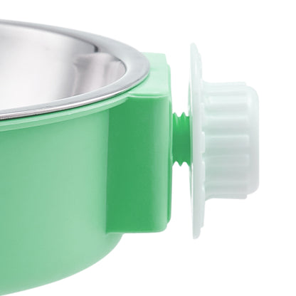 Two-in-One Stainless Steel & Plastic Cage Hanging Pet Feeder – Green, For Cats and Dogs