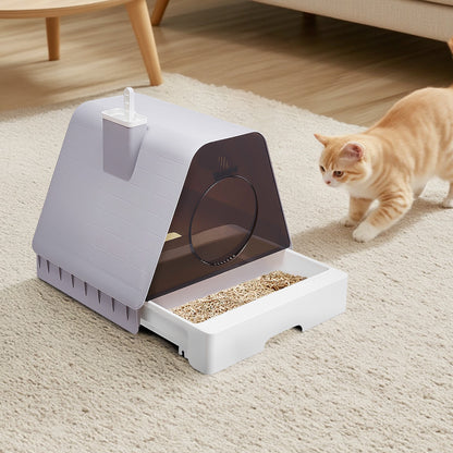 Large Enclosed Cat Litter Box with Bamboo Charcoal Deodorizer – Multi-Cat, Odor-Control, Anti-Tracking Design