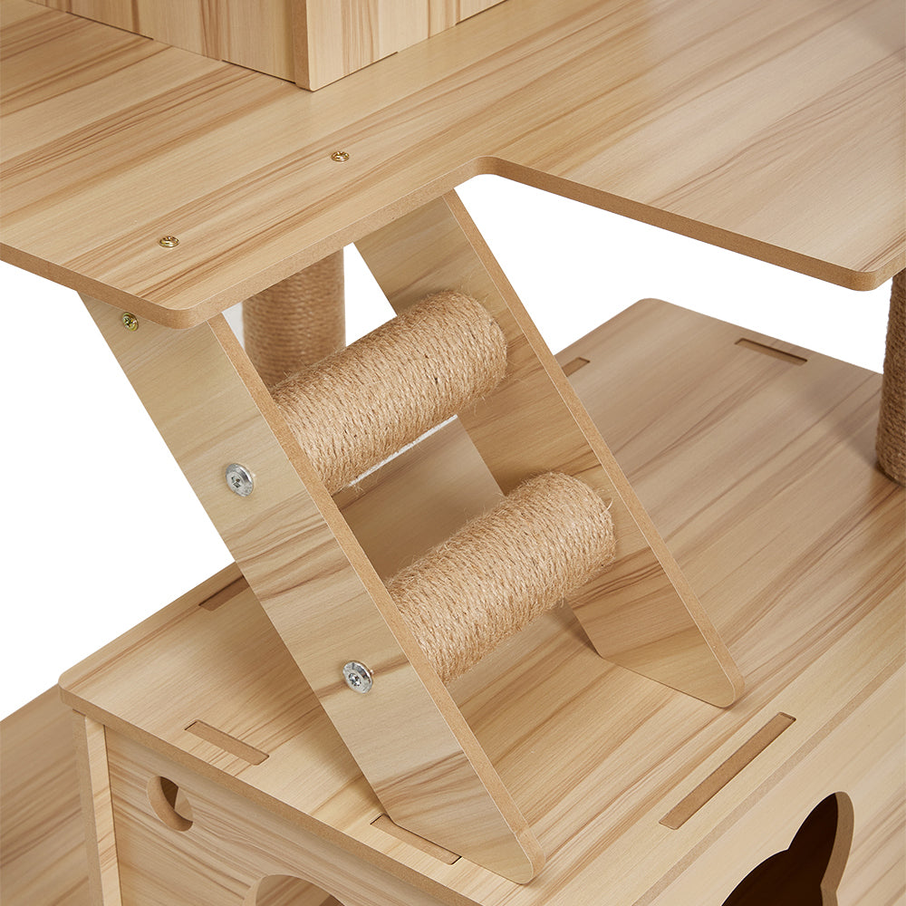 Cat Tree with Perches, Condo & Acrylic Capsule – Sturdy MDF Structure with Hemp Rope Posts – Ideal for Active Cats