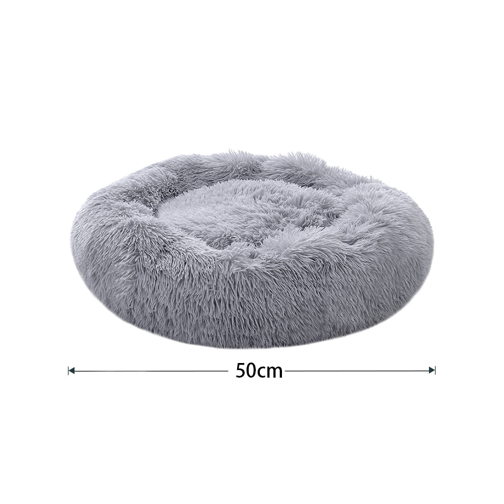 Calming Donut Plush Pet Bed – Soft, Round Cuddler with Raised Rim and Anti-Slip Bottom