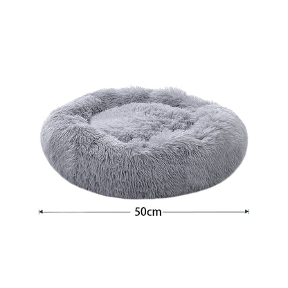 Calming Donut Plush Pet Bed – Soft, Round Cuddler with Raised Rim and Anti-Slip Bottom