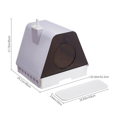 Large Enclosed Cat Litter Box with Bamboo Charcoal Deodorizer – Multi-Cat, Odor-Control, Anti-Tracking Design