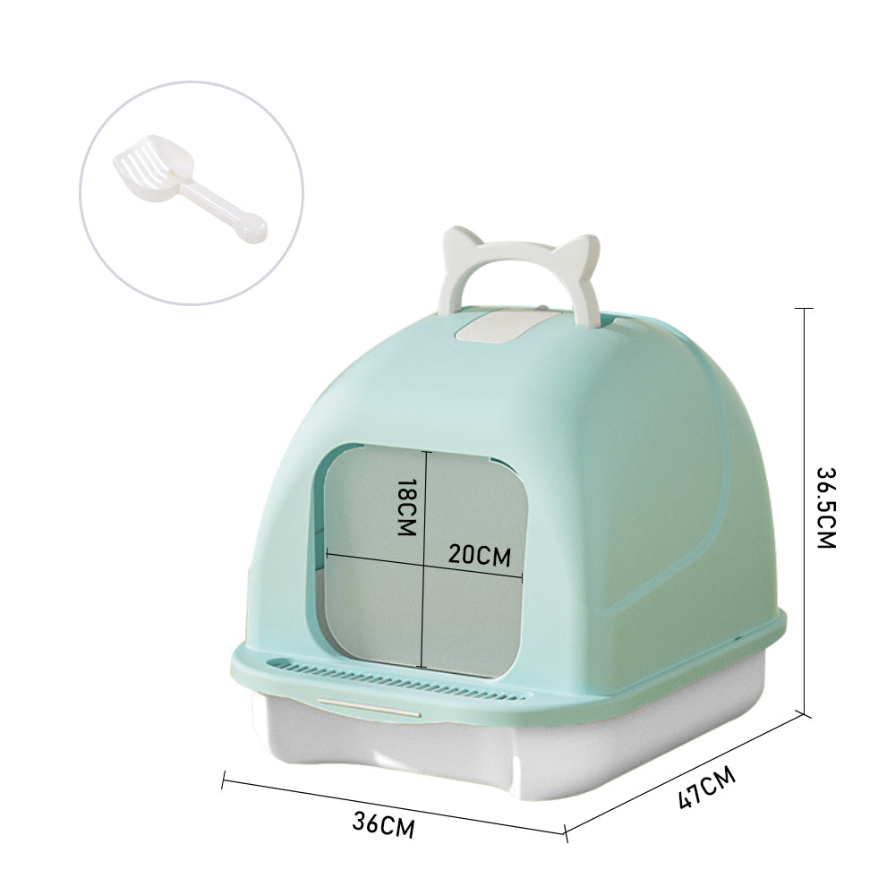 Durable Flip-Top Cat Litter Box with Odour Control & Scoop