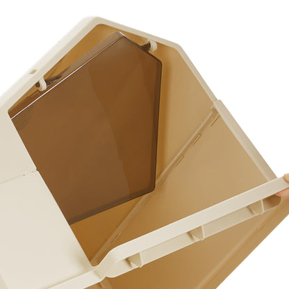 Foldable Large Cat Litter Box with Two-Way Door & Deodorizing Compartment – Multi-Cat Friendly, Easy-Clean Design