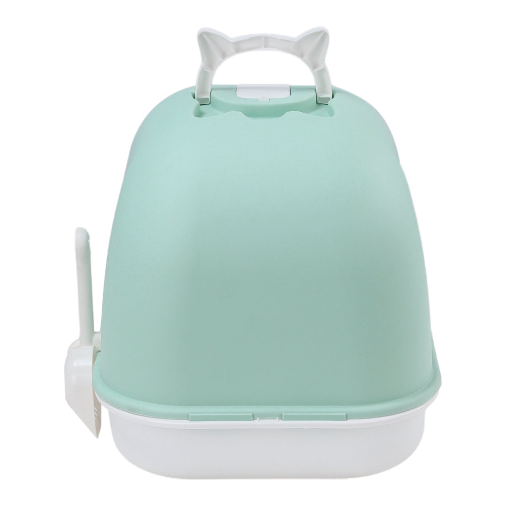 Durable Flip-Top Cat Litter Box with Odour Control & Scoop