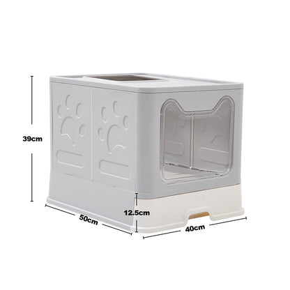 Front-Entry, Top-Opening Foldable Cat Litter Box – Compact, Easy Clean, and Space-Saving Design