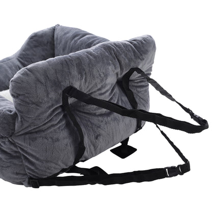 Dog Car Seat Bed for Small to Medium Pets – Travel Booster with Adjustable Strap & Storage Pockets