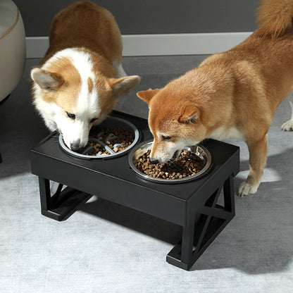 Height Adjustable Elevated Dual-Bowl Pet Feeder – Ergonomic Feeding Stand for Cats and Dogs