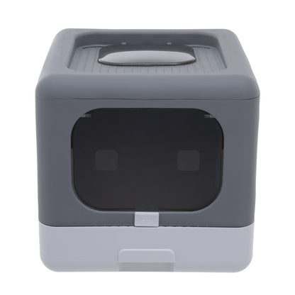 Fully Enclosed Cat Litter Box – Double Door, Easy Clean Design in Grey