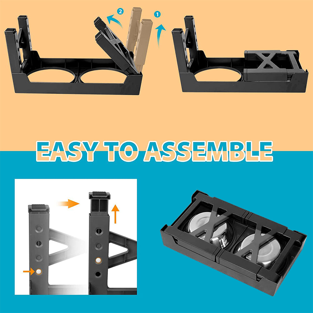 Adjustable Elevated Pet Feeder with 2 Stainless Steel Bowls – Noise-Free, Foldable Design