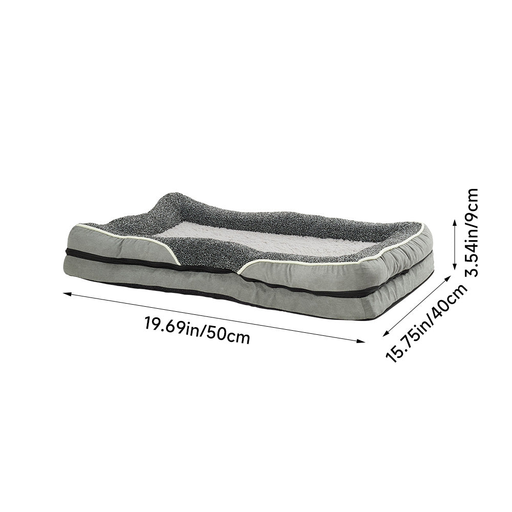 Light Grey Anti-Slip Pet Bed with Plush Interior & Removable Cover
