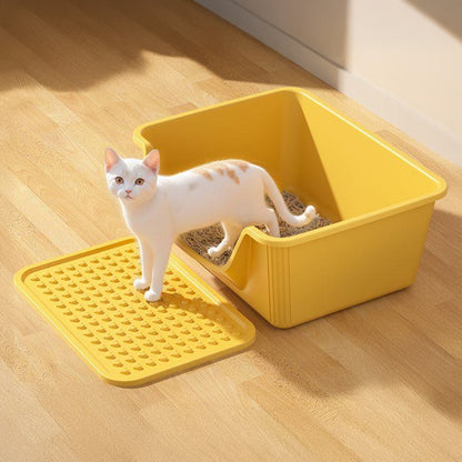 Large Anti-Splash Cat Litter Box with Mat and Scoop – Easy Access & Mess-Free Design