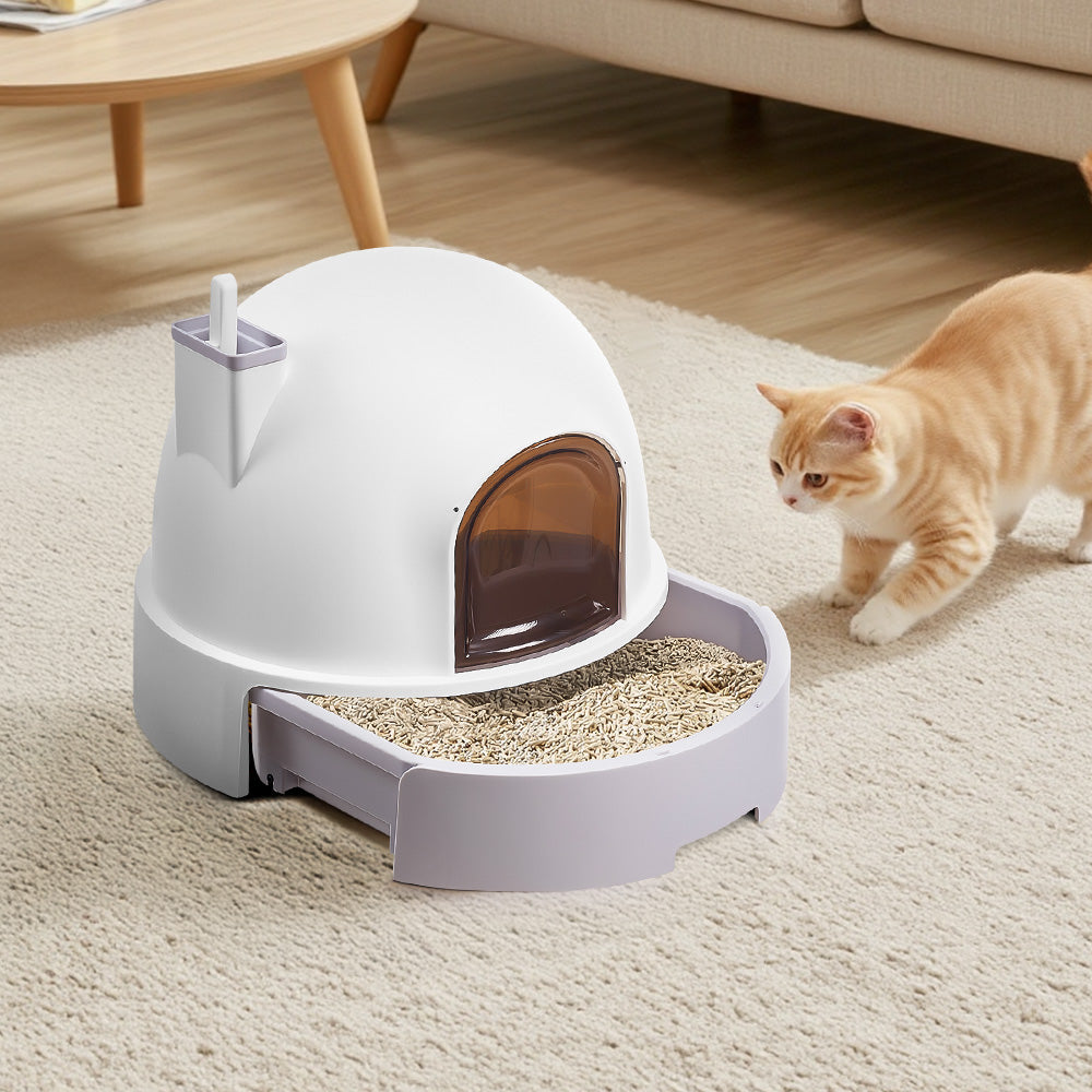 Large Enclosed Cat Litter Box with Bidirectional Doors – Multi-Cat, Odor-Control, Easy-Clean Design