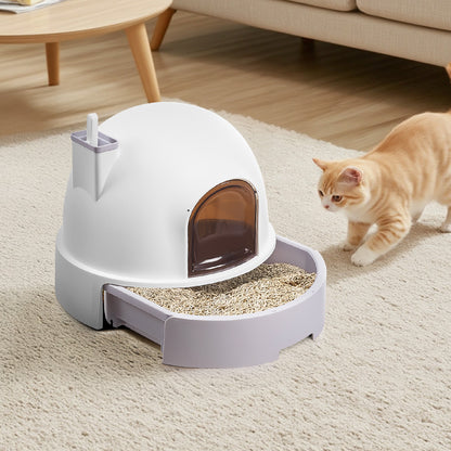 Large Enclosed Cat Litter Box with Bidirectional Doors – Multi-Cat, Odor-Control, Easy-Clean Design
