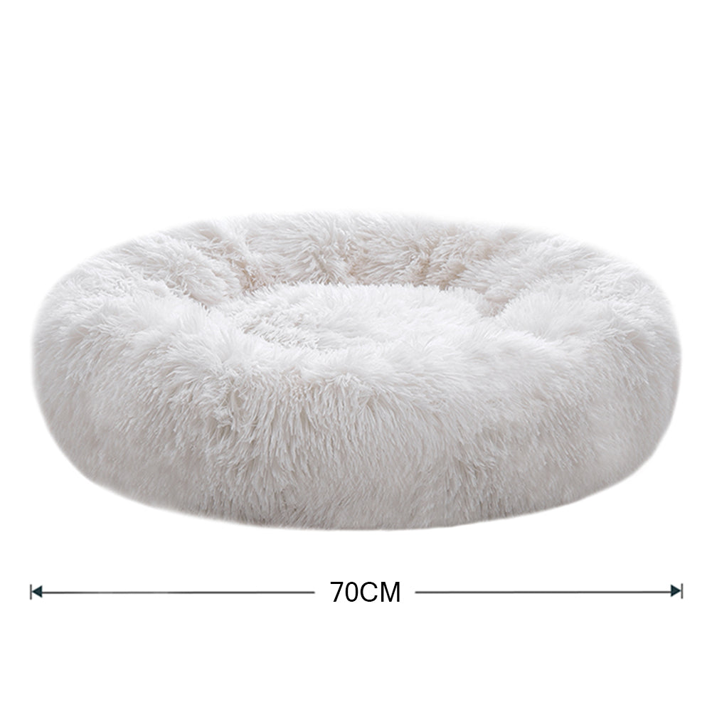 Plush Donut-Shaped Calming Dog Cuddler Bed with Raised Rim