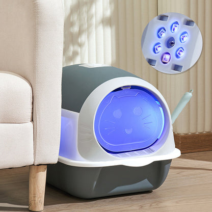 Detachable Cat Litter Box with UV Sterilizer Lamp – Odour Control & Easy Cleaning Design