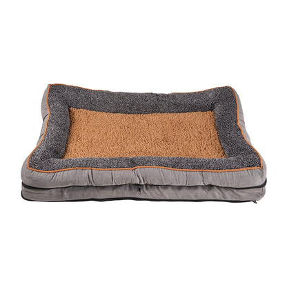 Medium-Sized Anti-Slip Plush Pet Sleeping Bed with Elevated Pillow and Removable Cover