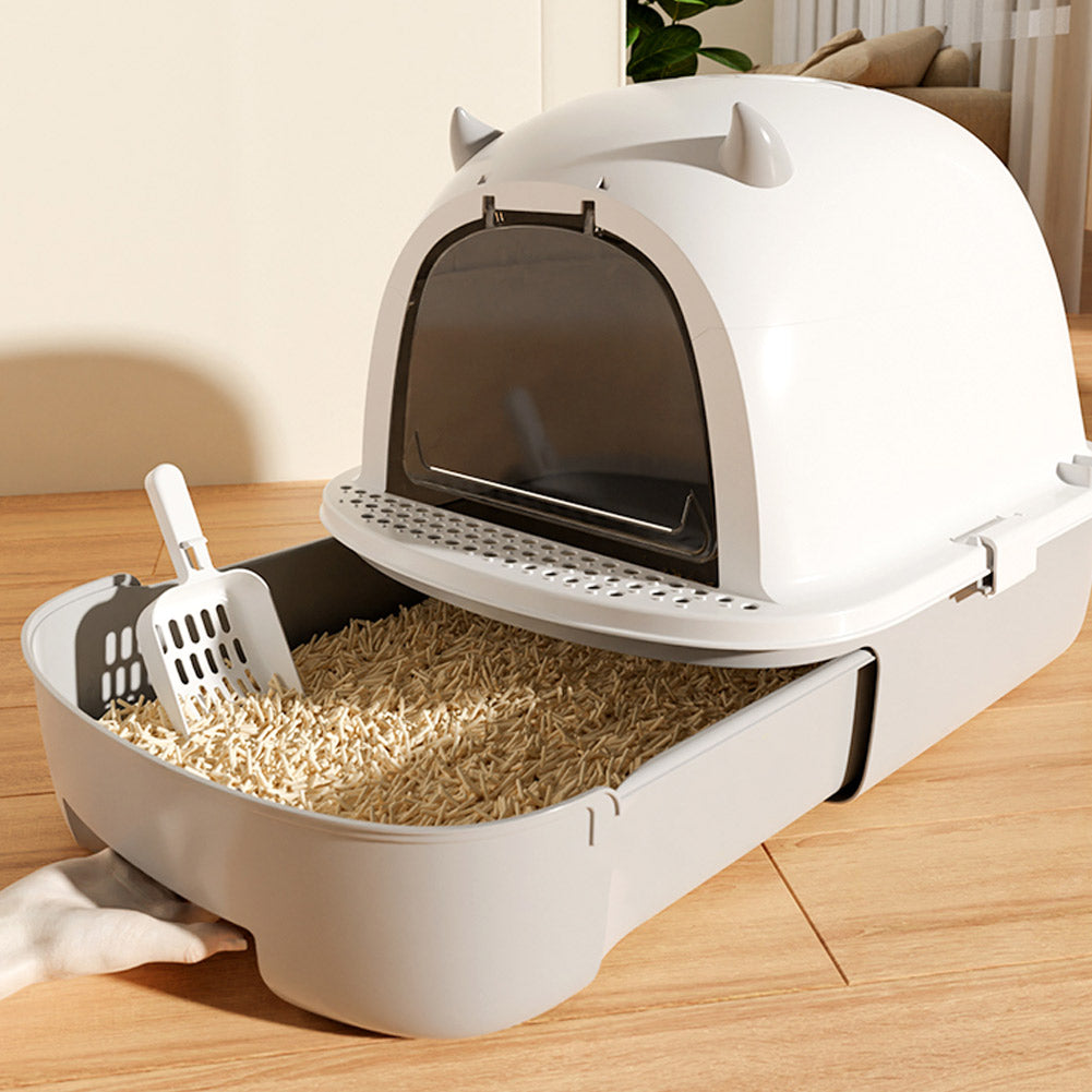 Little Devil Design Enclosed Cat Litter Box – Privacy, Easy Access, and Mess-Free