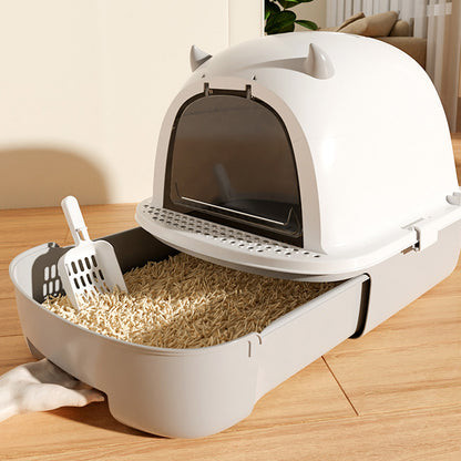 Little Devil Design Enclosed Cat Litter Box – Privacy, Easy Access, and Mess-Free