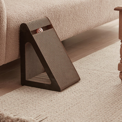 Triangle Corrugated Cardboard Cat Scratcher with Bell Ball – Corner-Friendly Design