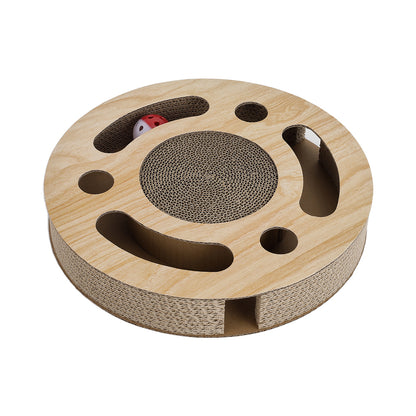 Round Corrugated Cat Scratcher with Ball Toy – Compact Play & Claw Care Pad for Kittens and Cats