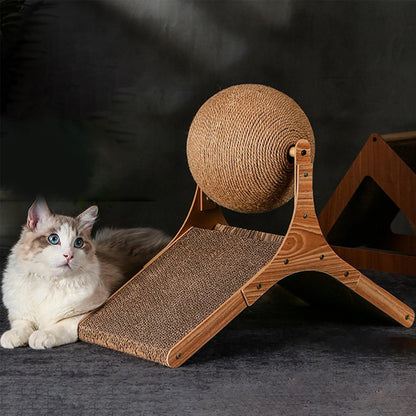 Cat Scratching Board with Interactive Sisal Ball – Durable Freestanding Cat Toy for Healthy Claws and Playtime Fun